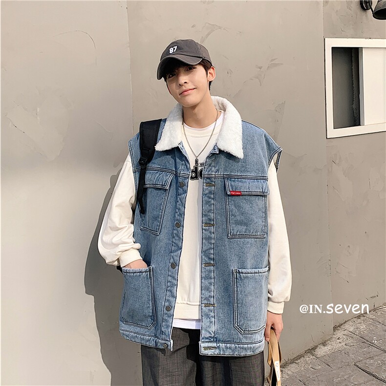 MJ208J-p68-限价98M-5XL加绒羊羔绒毛毯平铺牛仔马甲工装ins，男装工装外套，星座116