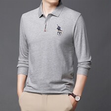 2023年新款男士长袖T恤POLO衫P45，男装Polo衫，电商D223-1