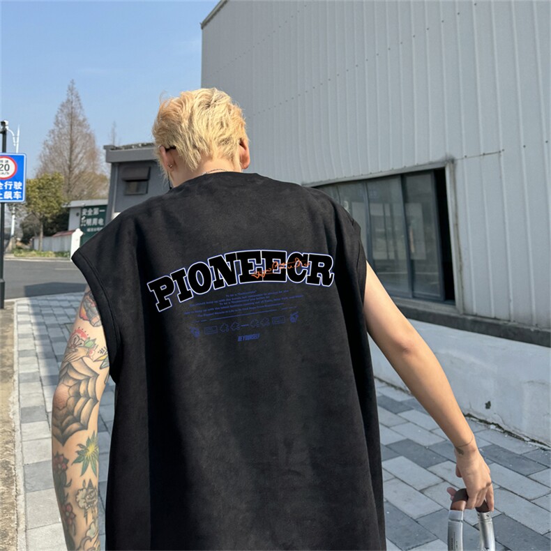 麂皮绒背心坎肩男T恤美式港风潮JB461-特P19控38,男装背心/马甲,电商B370