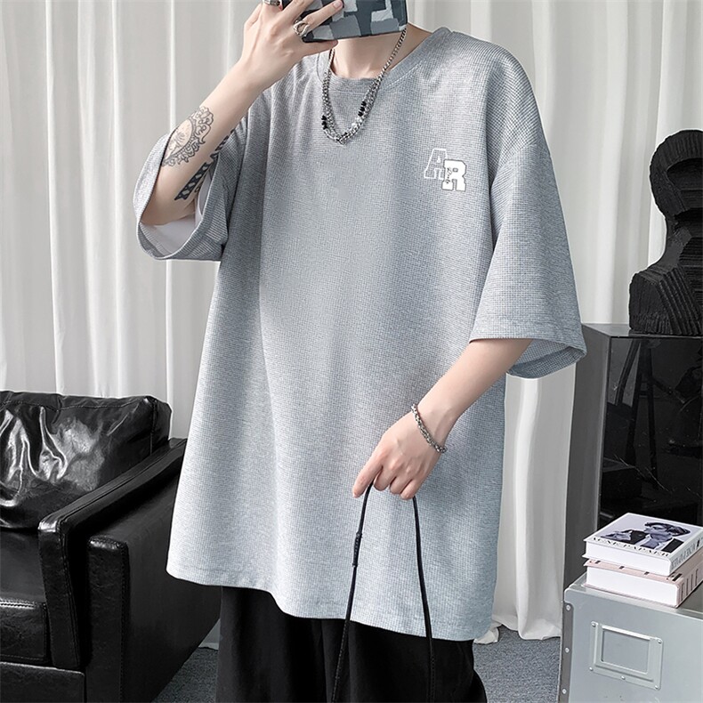 华夫格t恤男短袖男大码五分袖短句风HT73369-P22,男装T恤,电商A040
