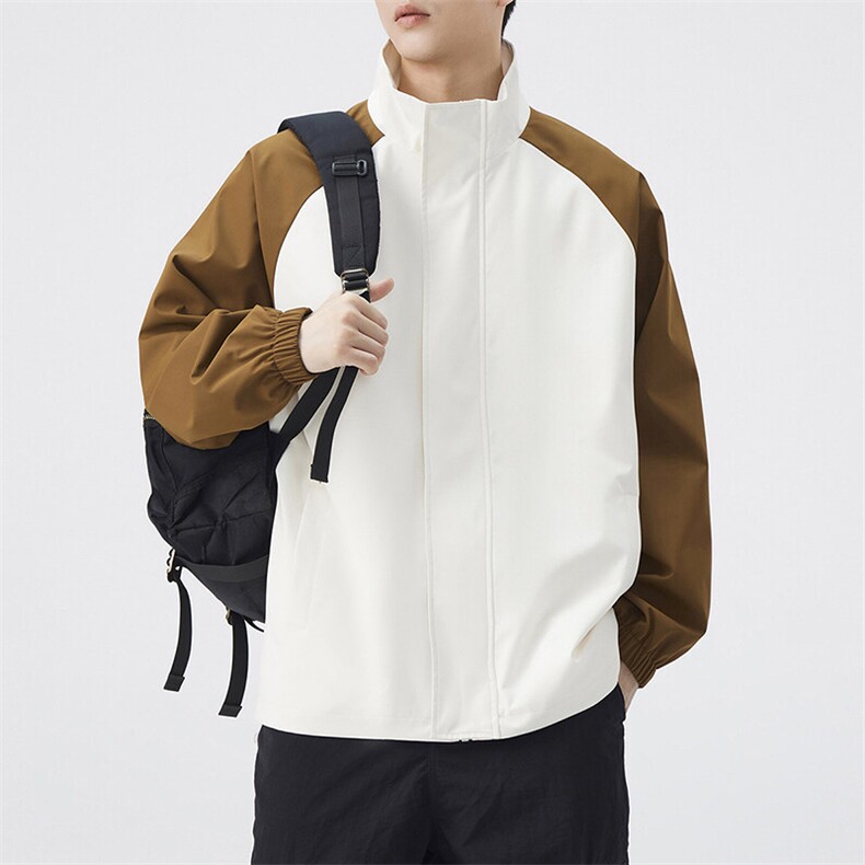 外景宽松夹克男撞色立领上衣外套DSA157B-JK7864-P58图片