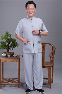 221/ 中老年唐装套装夏季短袖太拳运动套装老人夏装短袖刺绣图片