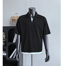 高街复古宽松休闲半袖T恤美式撞色短袖POLO衫夏季25XT77253特批25，男装T恤，电商A042