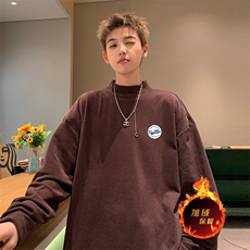 一件过冬重磅保暖针织衫德绒加绒加厚卫衣半高领打底长袖T恤DR70，男装T恤，电商A486