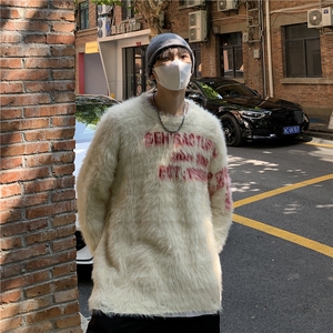 美式复古撞色条纹毛衣外套男潮高级感针织衫vintage图片
