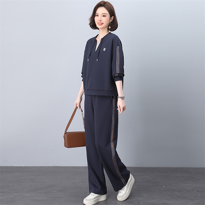 2026春秋季时尚简约大方气质优雅显瘦休闲潮流撞色套装,女装套装/套裙,独衣靓