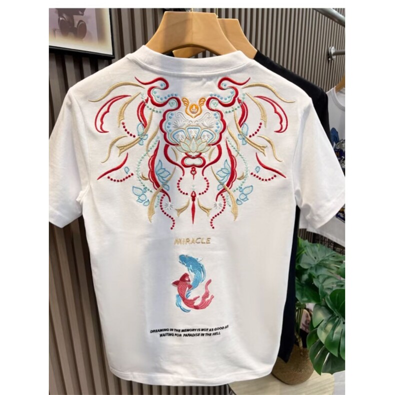 高品质~短袖t恤男夏季韩版刺绣简约半袖上衣宽松休闲潮牌体恤衫图片