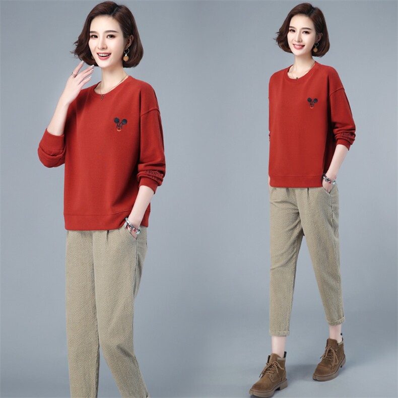 时尚休闲两件套套装女春秋新款宽松显瘦长袖卫衣+高腰哈伦裤运动服,女装套装/套裙,简韵佳