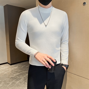 店主风小伙秋冬男士半高领套头长袖针织毛衣男修身301A-1/M68/P38图片