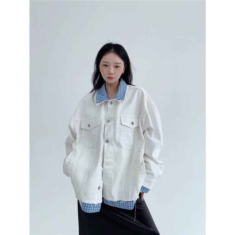 2579-P702025春秋新款牛仔外套女大码宽松显瘦牛仔衣上衣牛仔,男装工装外套,电商B323A