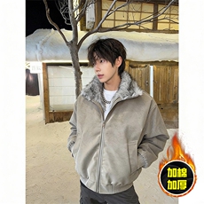现货高品质美式高街重磅座山雕毛毛领pu皮棉衣男女加厚棉服冬外套，男装皮衣，电商A486-1