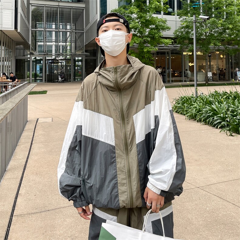 夏季连帽夹克衫防晒服套装 运动风时尚防晒衣男 XZ514-2-1612-P98图片