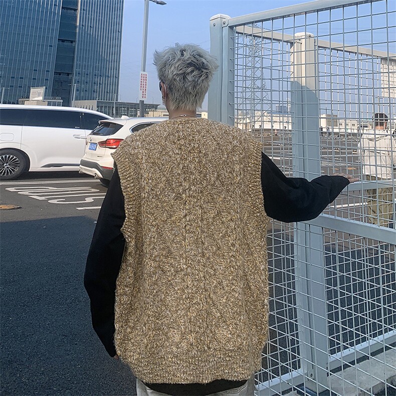 港风潮流针织衫男bf情侣学院风毛织背心无袖坎肩马甲MY0568-P60,男装背心/马甲,星座308B-2