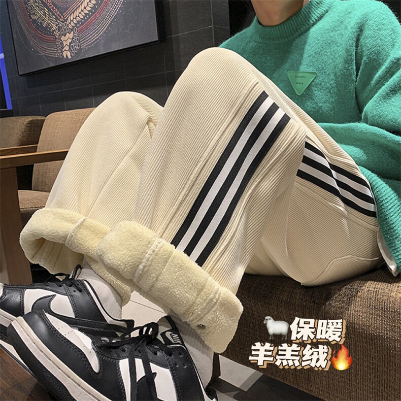 羊羔毛加绒加厚得物二开休闲裤白底平铺图现货C323-1-JR8882-P58,男装卫衣,电商C323-1