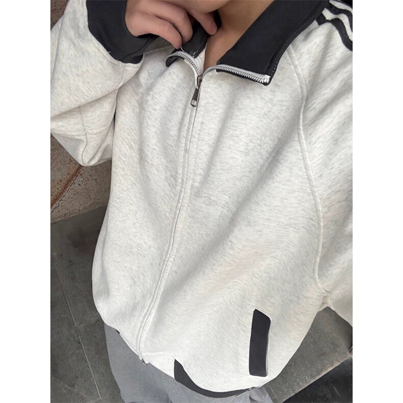 抖音得物高品质美式高街重磅结构设计拼接织带立领卫衣外套CM42，女装短外套，电商A486