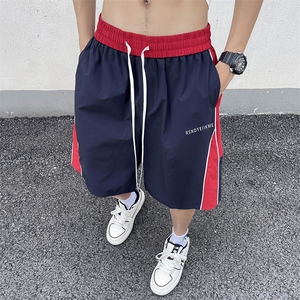 休闲短裤男韩版潮流拼色字母个性帅2023夏新款ins五分裤K4061-P32