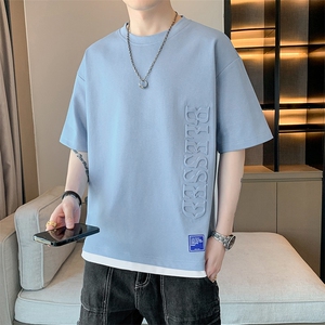 冰氧仿棉短袖店主风体恤夏季休闲百搭刺绣纯色男上衣TC3148-P24图片