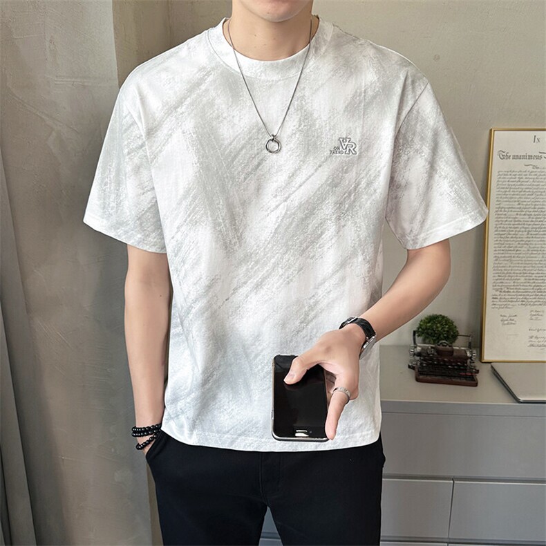 夏季短袖T恤男2025新款潮牌色块渲染半袖体恤圆领B317/8062/P55，男装T恤，电商B317