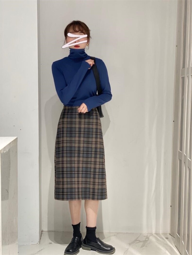 格子半裙，女装半身裙，驿谷