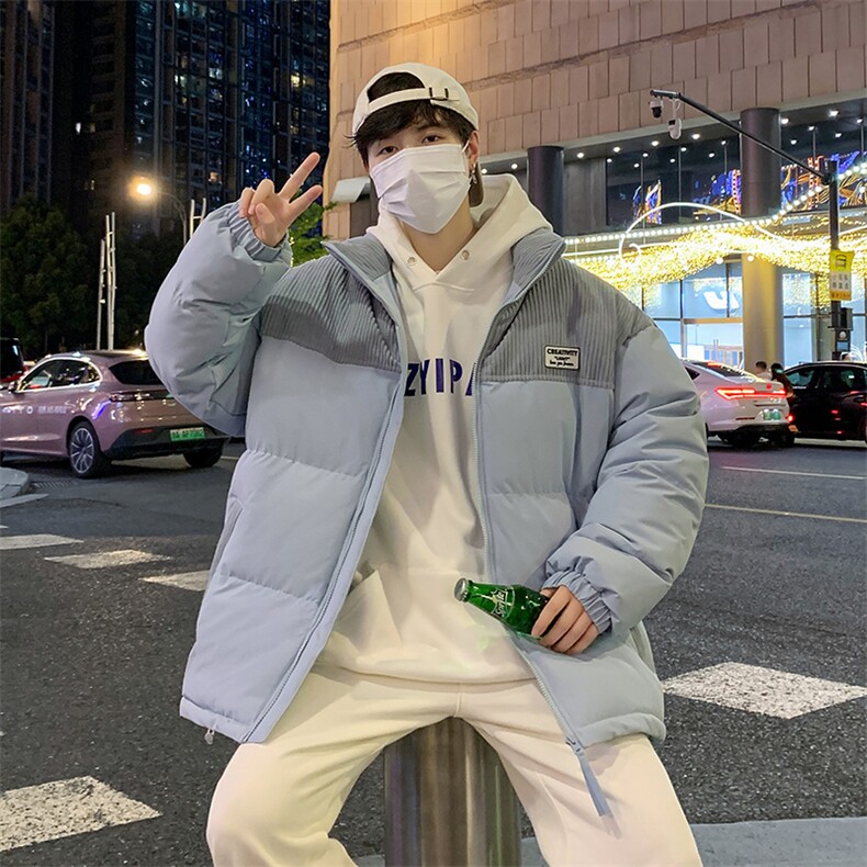冬季青少年灯芯绒立领拼接外套休闲百搭面包服棉服5302-P78图片