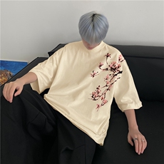 抖音品质直播得物风新中式印花短袖T恤dcm296-特批20控38，男装T恤，星座605(原A050)