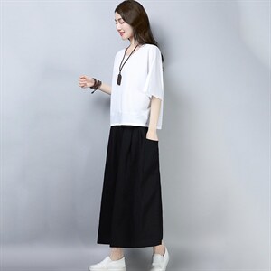2021年夏季新款韩版休闲套装女洋气减龄两件套装阔腿裤子女图片