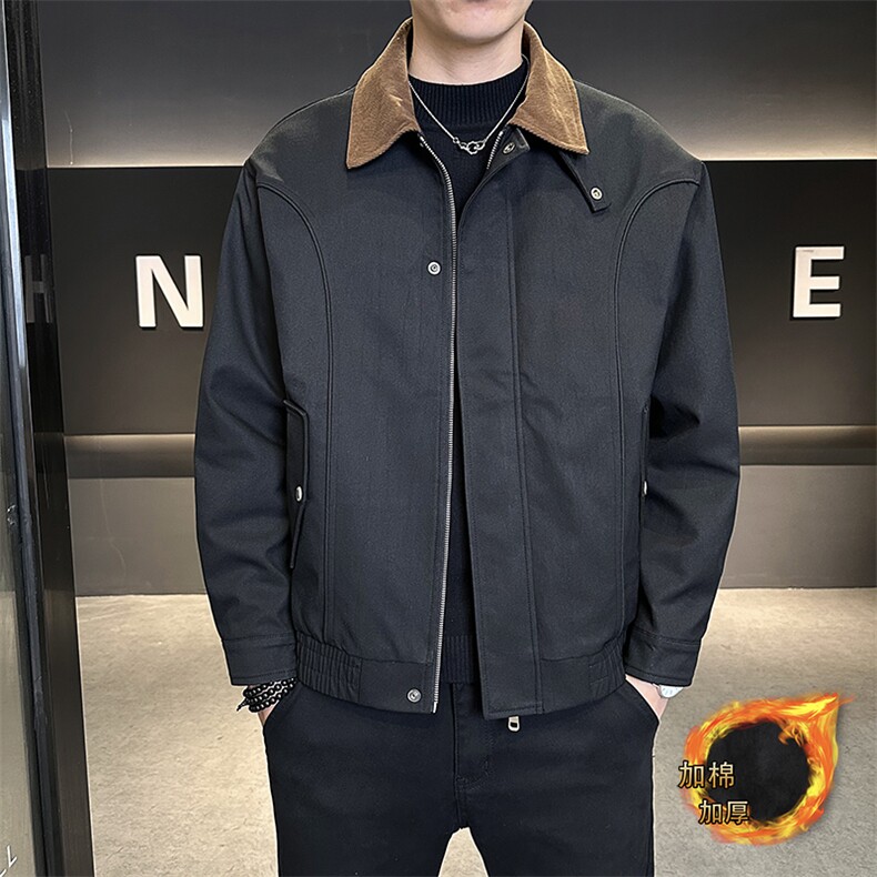 秋冬新款男士复古老钱风翻领二棉衣外套,男装棉衣,星座703-1
