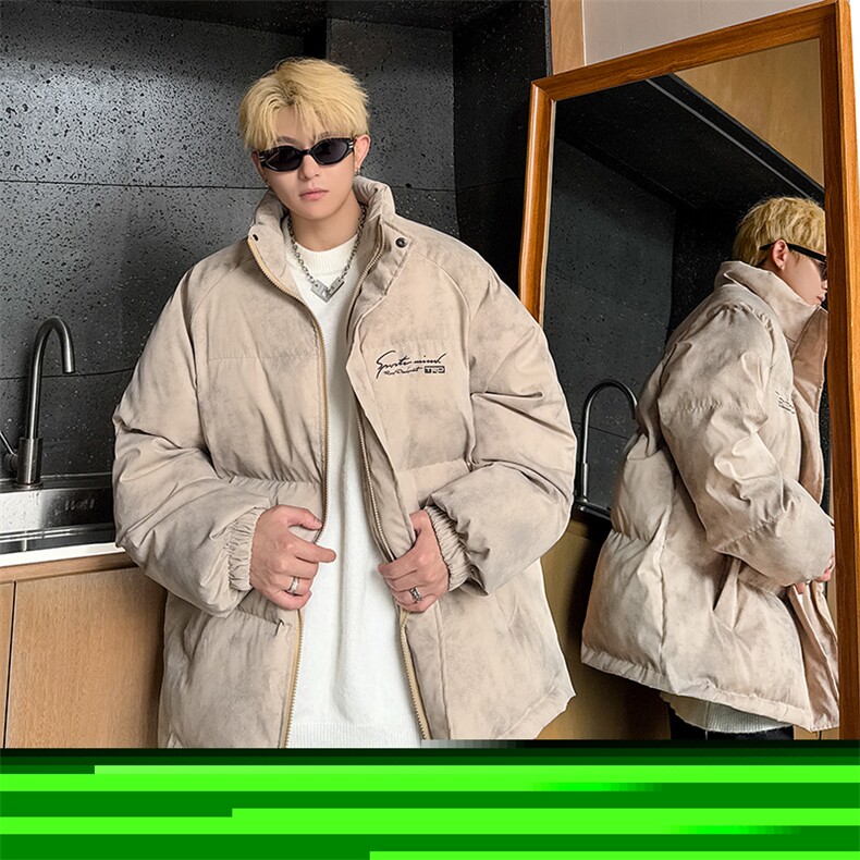 特p100控158冬立领机车棉服情侣棉衣面包扎染服墨染风外套男MY248,男装棉衣,电商B370