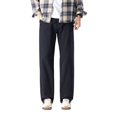 秋冬加绒纯棉休闲西裤男直筒宽松阔腿商务长裤子D136-P45加绒P55，男装西裤，星座509