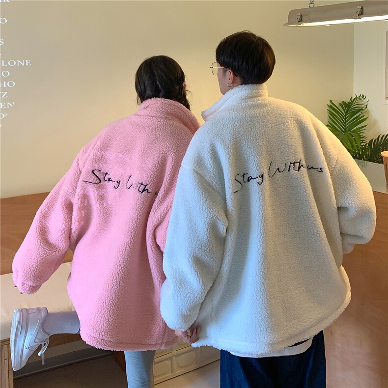 2022情侣装冬装新款小熊绣花羊羔毛外套加厚潮D180P108男类,女装短外套,电商A335-1（原A458）
