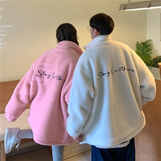 2022情侣装冬装新款小熊绣花羊羔毛外套加厚潮D180P108男类，女装短外套，电商A335-1（原A458）