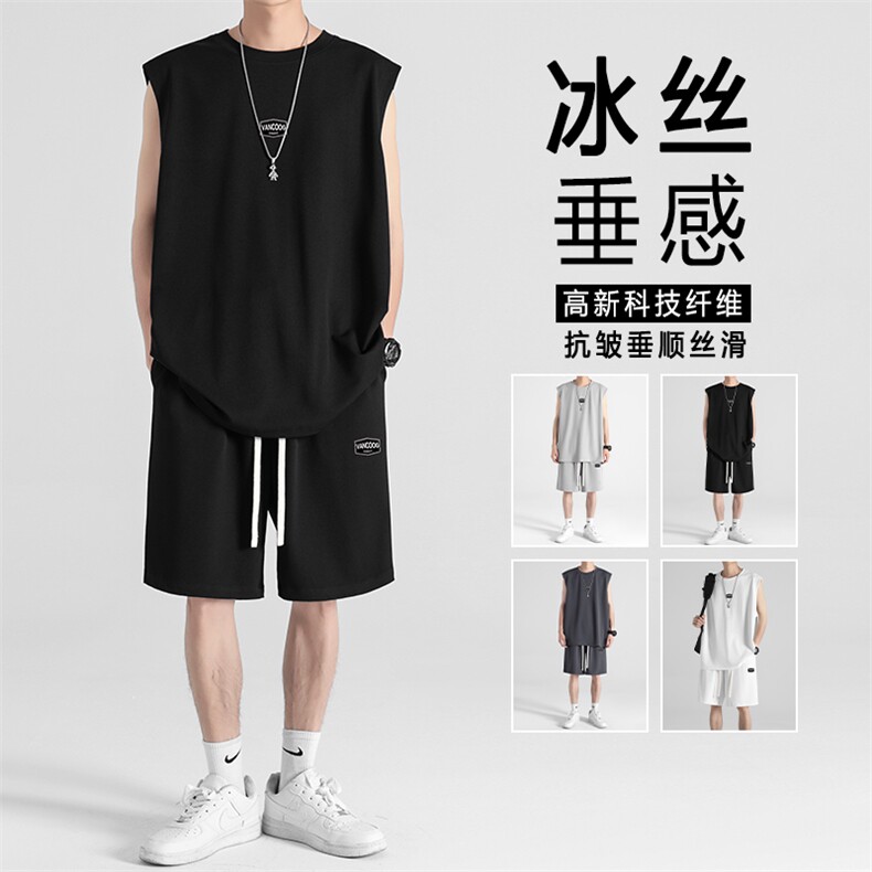 抗皱百搭冰丝薄款潮流休闲冰氧透气冰丝时尚套装 TZ83-特批68图片