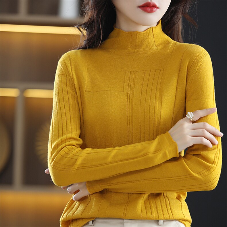 时尚百搭高领长袖毛衣女秋冬新款修身显瘦针织衫打底衫,针织衫/毛衣,琳华羊绒