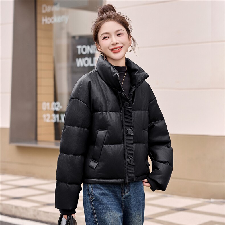 现货.现货2025年冬季新款免洗PU皮时尚高端大气白鸭羽绒服外套,女装羽绒服,布芭啦
