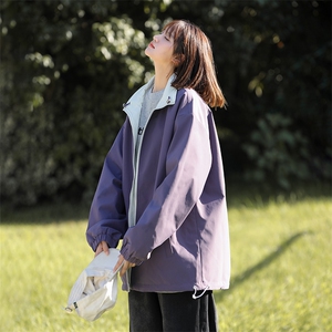 中性新款学院风双面穿宽松立领抽绳夹克外套A436-836-P6298