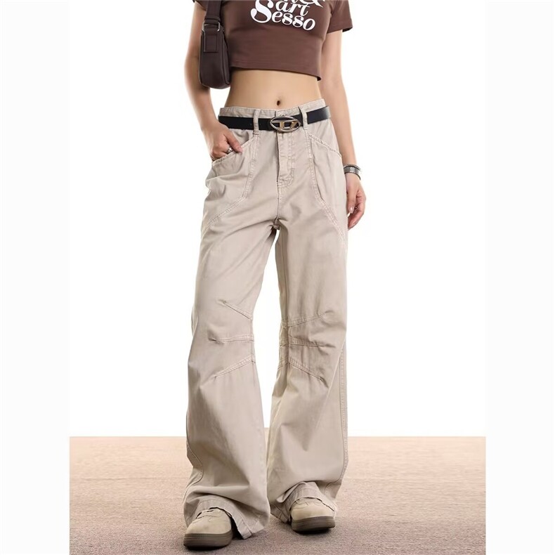 美式高街复古工装裤男女潮宽松直筒微喇叭拖地休闲裤X109-P56，男装工装外套，星座208-5