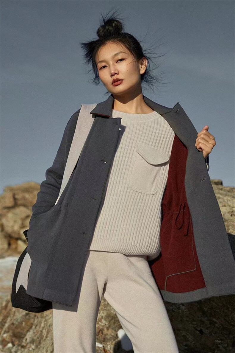开衫女中长款V领秋冬慵懒软糯休闲宽松保暖羊绒衫,女装羊绒衫,五色羊羊绒