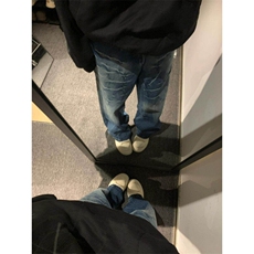 NZK229LL-P51美式复古闪电纹牛仔裤宽松直筒高级感痞帅阔腿裤，男装牛仔裤，星座1007（原301D）