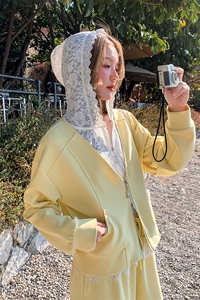 蕾丝拼接假两件卫衣休闲时尚套装裤女春季2025新款韩系学院风减龄图片