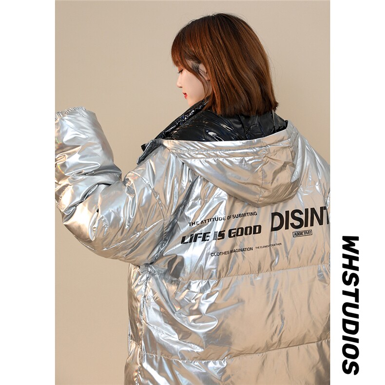 中性风22冬季炫彩亮面设计贴标保暖宽松连帽羽绒服YR102P255控298，男装羽绒服，A247A