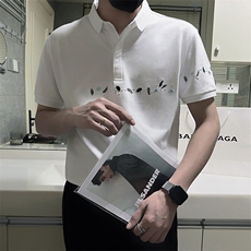 DX13/特P58控78夏社会小伙网眼珠地棉小刺绣翻领POLO短袖T恤黑首1，男装T恤，星座305B-1