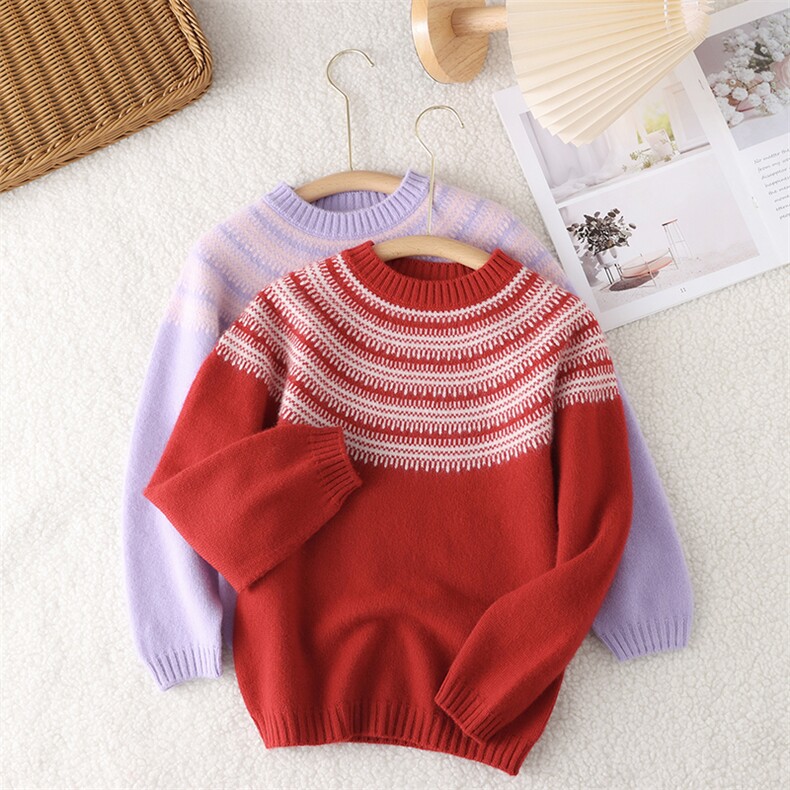 2025时尚百搭通勤简约休闲一线费尔岛，童装儿童羊毛衫，初丹羊绒童装