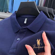 长袖T恤男士2023年春秋季翻领男装商务休闲纯棉潮流上衣服polo衫，男装T恤，电商B212（原钱塘6029）