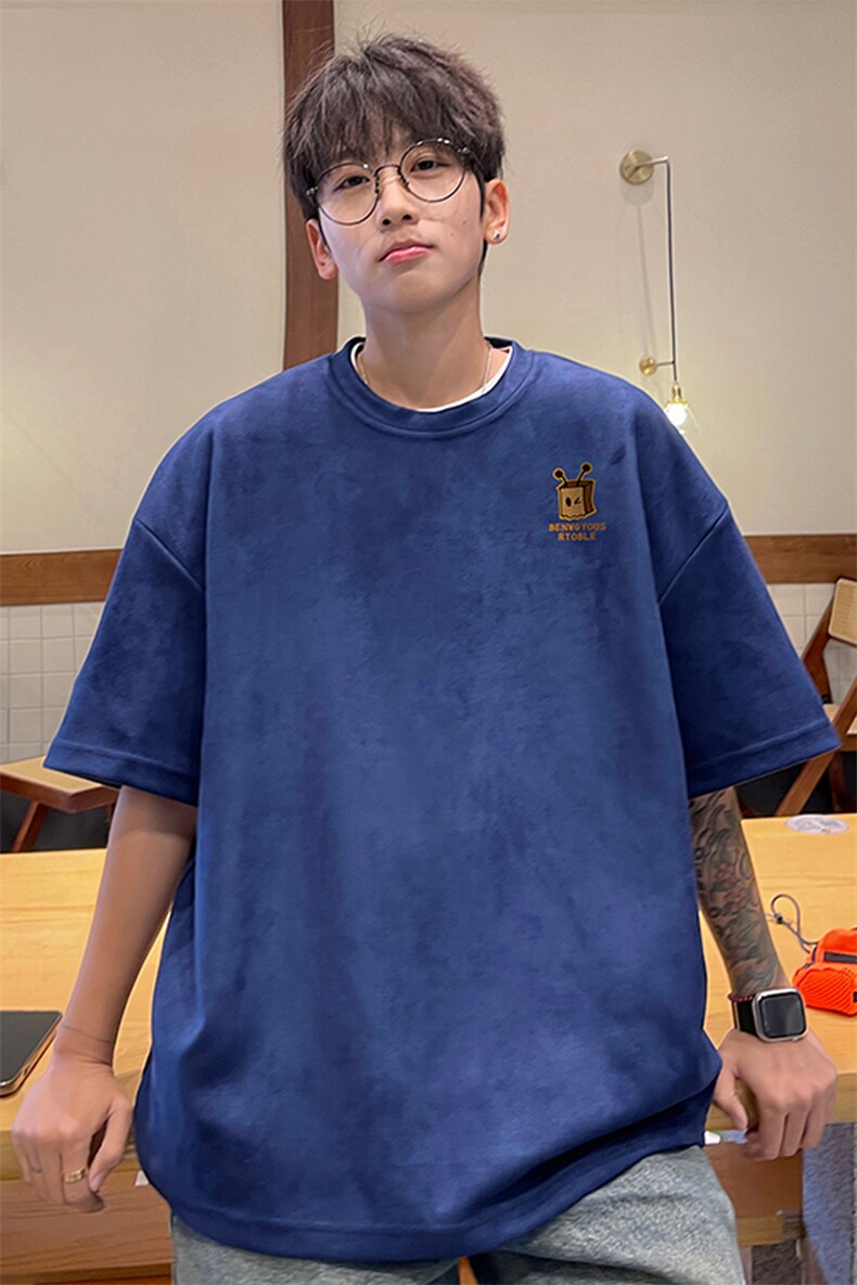麂皮绒！重磅麂皮绒短袖t恤男JPDX204-特P19控38,男装T恤,电商B367