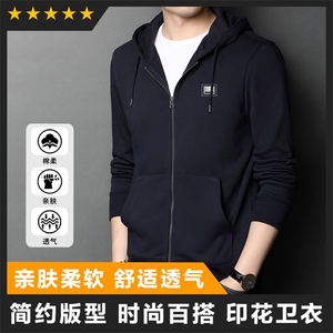 F83133备货足主推款85%棉正肩毛圈基础款卫衣连帽开衫胶印LOGO图片