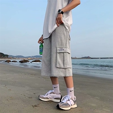 阔腿工装七分裤男ins潮流夏季休闲短裤潮牌宽松直筒裤子dk030-p25，男装休闲裤，星座1008