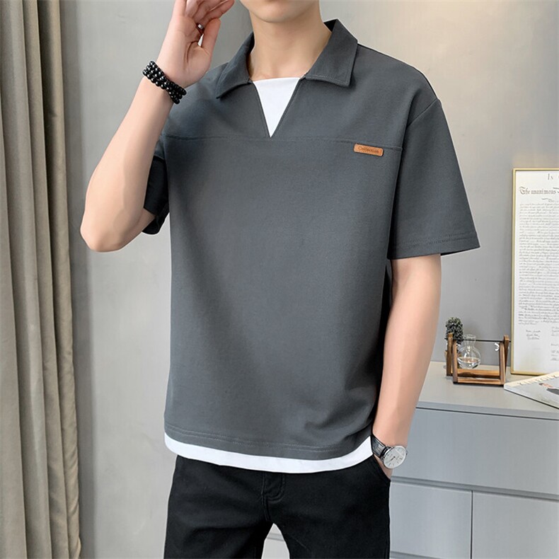 夏季短袖男T恤宽松假两件POLO衫潮流休闲时尚半袖上衣YD396-P39,男装Polo衫,星座310B-3