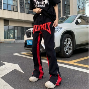 美式街头子母贴布裤脚牛仔裤男女vibe高街嘻哈宽松长裤RK786-P67图片