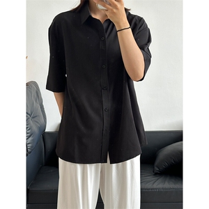 薄款冰丝短袖衬衫男简约纯色垂感休闲痞帅衬衣 CS288-P28图片