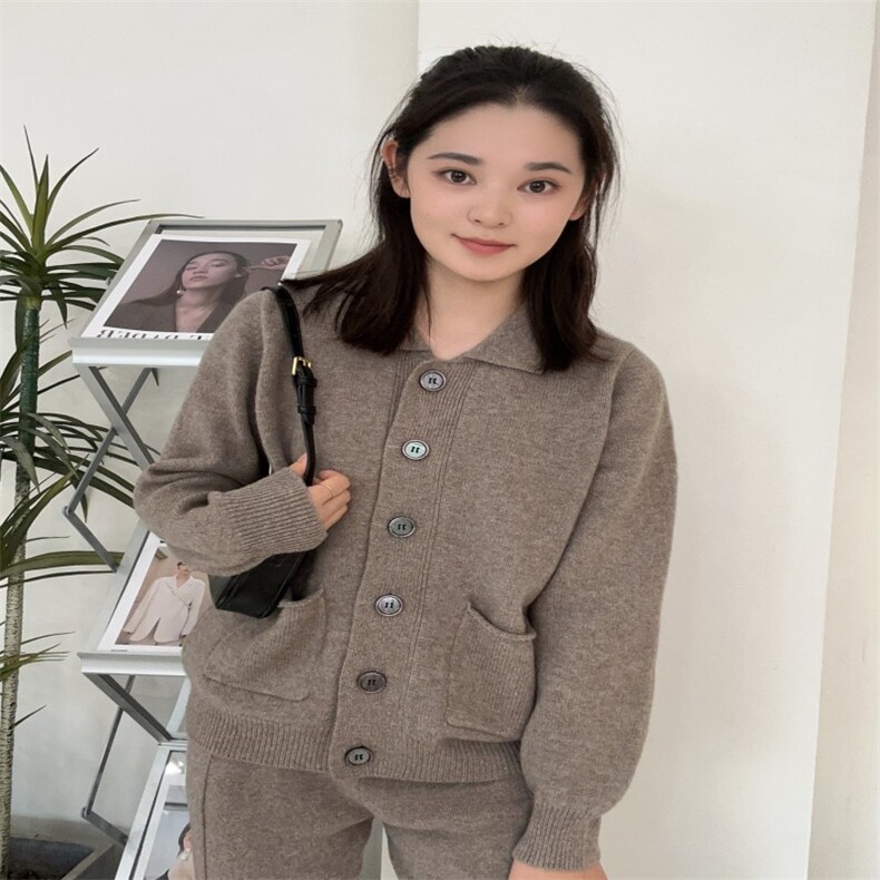 时尚百搭女装羊毛衫POIO领六扣开衫显瘦修身外套,女装羊毛衫,泰沅羊绒